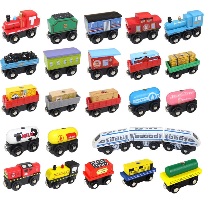 1PC Wooden Magnetic Train Car Locomotive Toy Wood Railway Car Accessories Toys for Kids Gifts Fit Wood New Biro Thomas Tracks