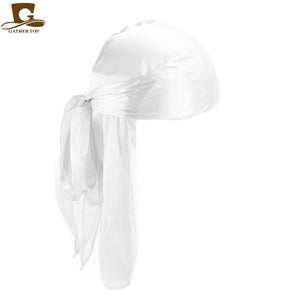 Men's Silky Durags Bandanas Turban hat Wigs Doo Men Satin Durag Biker Headwear Headband Hair Accessories Extra Long Tail Du-Rag