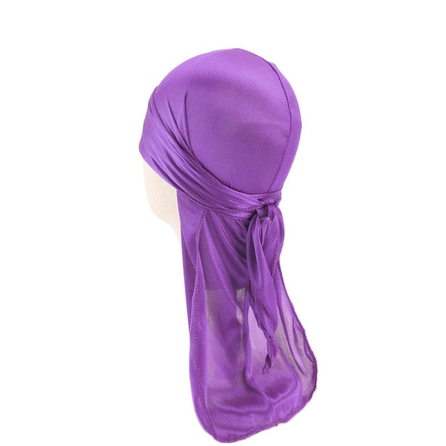 Men's Silky Durags Bandanas Turban hat Wigs Doo Men Satin Durag Biker Headwear Headband Hair Accessories Extra Long Tail Du-Rag