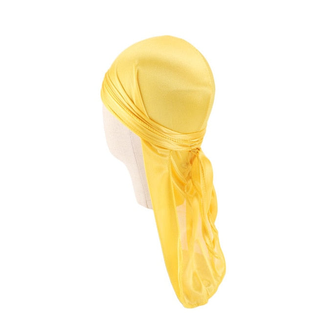 Men's Silky Durags Bandanas Turban hat Wigs Doo Men Satin Durag Biker Headwear Headband Hair Accessories Extra Long Tail Du-Rag