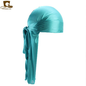 Men's Silky Durags Bandanas Turban hat Wigs Doo Men Satin Durag Biker Headwear Headband Hair Accessories Extra Long Tail Du-Rag