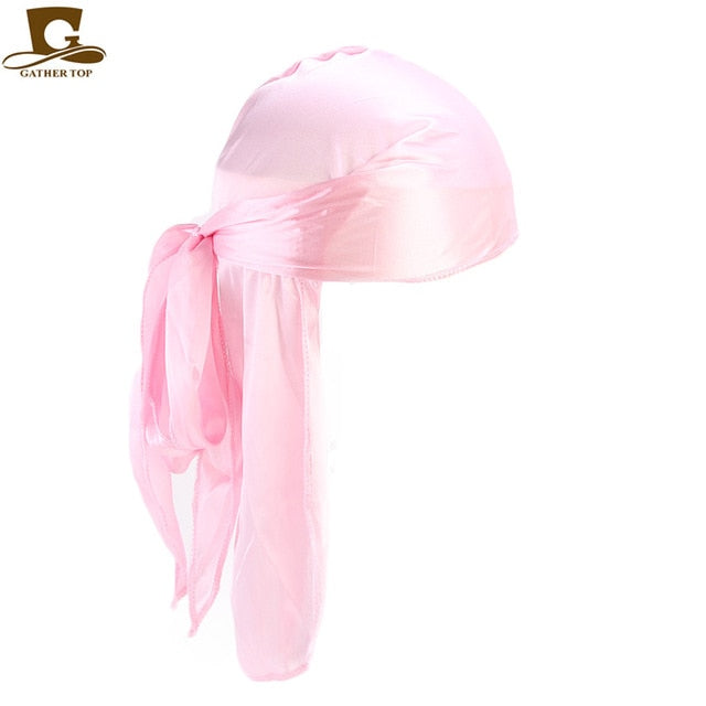 Men's Silky Durags Bandanas Turban hat Wigs Doo Men Satin Durag Biker Headwear Headband Hair Accessories Extra Long Tail Du-Rag