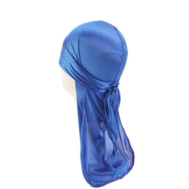 Men's Silky Durags Bandanas Turban hat Wigs Doo Men Satin Durag Biker Headwear Headband Hair Accessories Extra Long Tail Du-Rag