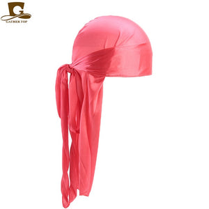 Men's Silky Durags Bandanas Turban hat Wigs Doo Men Satin Durag Biker Headwear Headband Hair Accessories Extra Long Tail Du-Rag
