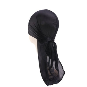 Men's Silky Durags Bandanas Turban hat Wigs Doo Men Satin Durag Biker Headwear Headband Hair Accessories Extra Long Tail Du-Rag