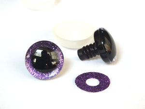 20pcs 12mm/14mm/16mm/20mm/25mm clear trapezoid plastic safety toy eyes + glitter Nonwovens -Can choose size and color
