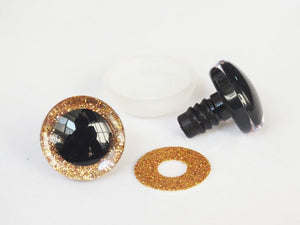 20pcs 12mm/14mm/16mm/20mm/25mm clear trapezoid plastic safety toy eyes + glitter Nonwovens -Can choose size and color