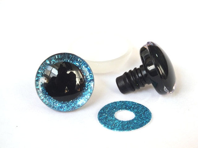 20pcs 12mm/14mm/16mm/20mm/25mm clear trapezoid plastic safety toy eyes + glitter Nonwovens -Can choose size and color