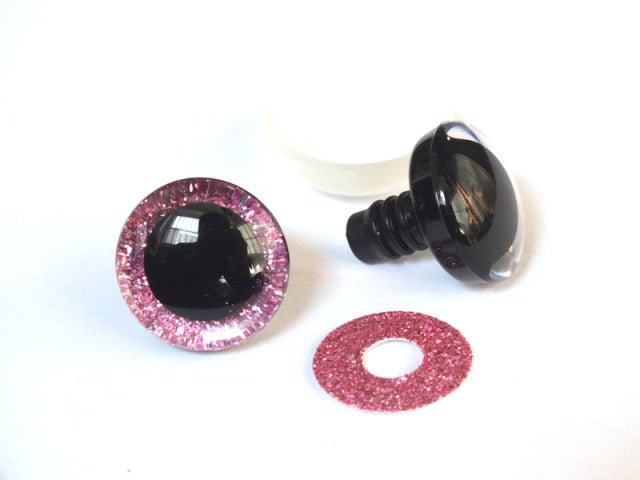 20pcs 12mm/14mm/16mm/20mm/25mm clear trapezoid plastic safety toy eyes + glitter Nonwovens -Can choose size and color