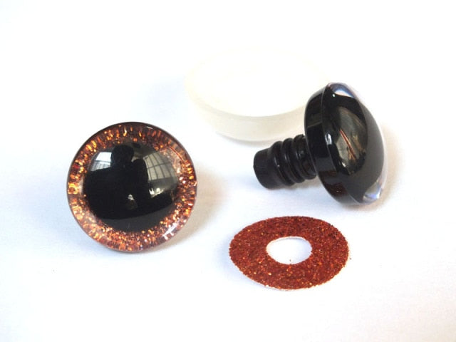 20pcs 12mm/14mm/16mm/20mm/25mm clear trapezoid plastic safety toy eyes + glitter Nonwovens -Can choose size and color