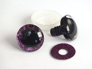 20pcs 12mm/14mm/16mm/20mm/25mm clear trapezoid plastic safety toy eyes + glitter Nonwovens -Can choose size and color