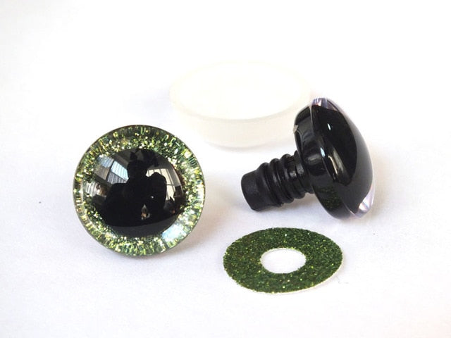 20pcs 12mm/14mm/16mm/20mm/25mm clear trapezoid plastic safety toy eyes + glitter Nonwovens -Can choose size and color