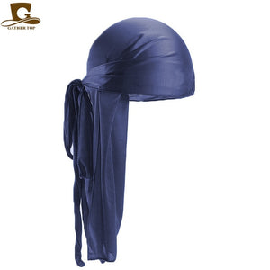 Men's Silky Durags Bandanas Turban hat Wigs Doo Men Satin Durag Biker Headwear Headband Hair Accessories Extra Long Tail Du-Rag