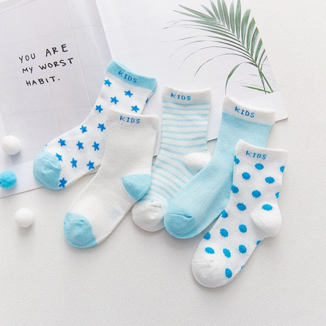 5 Pairs/lot 0 to 7 Years Spring Summer Thin Mesh Socks For Girls Boys Cute Animal Children's Thin Sock Baby Newborn Short Socks