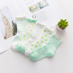 5 Pairs/lot 0 to 7 Years Spring Summer Thin Mesh Socks For Girls Boys Cute Animal Children's Thin Sock Baby Newborn Short Socks