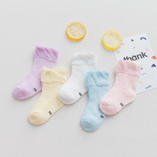 5 Pairs/lot 0 to 7 Years Spring Summer Thin Mesh Socks For Girls Boys Cute Animal Children's Thin Sock Baby Newborn Short Socks