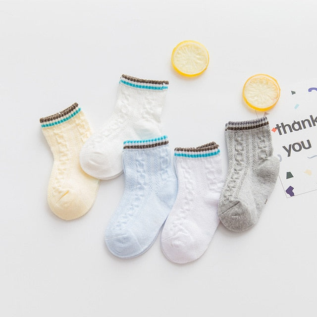 5 Pairs/lot 0 to 7 Years Spring Summer Thin Mesh Socks For Girls Boys Cute Animal Children's Thin Sock Baby Newborn Short Socks