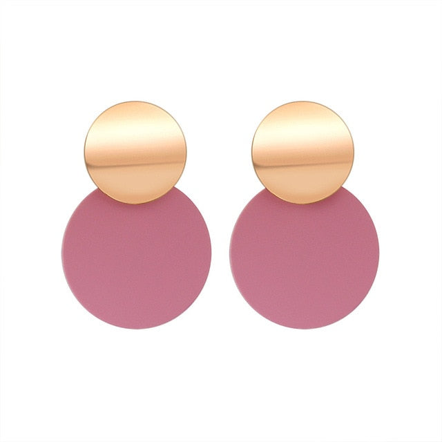 POXAM New Korean Statement Round Earrings For Women Geometric Gold Shell Fluff Dangle Drop Earrings Brincos 2020 Fashion Jewelry