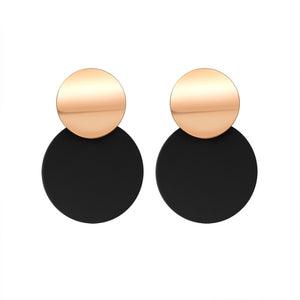 POXAM New Korean Statement Round Earrings For Women Geometric Gold Shell Fluff Dangle Drop Earrings Brincos 2020 Fashion Jewelry