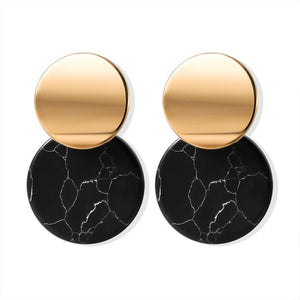 POXAM New Korean Statement Round Earrings For Women Geometric Gold Shell Fluff Dangle Drop Earrings Brincos 2020 Fashion Jewelry