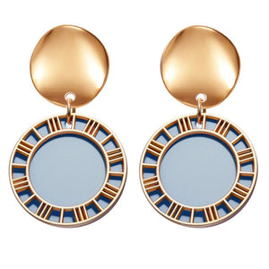 POXAM New Korean Statement Round Earrings For Women Geometric Gold Shell Fluff Dangle Drop Earrings Brincos 2020 Fashion Jewelry