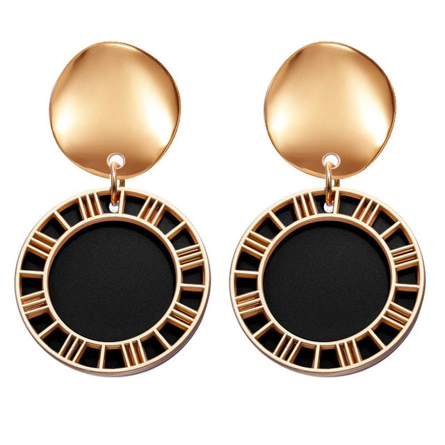 POXAM New Korean Statement Round Earrings For Women Geometric Gold Shell Fluff Dangle Drop Earrings Brincos 2020 Fashion Jewelry