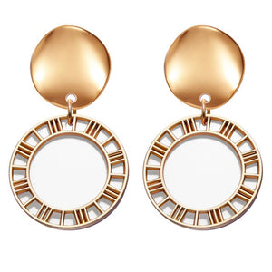 POXAM New Korean Statement Round Earrings For Women Geometric Gold Shell Fluff Dangle Drop Earrings Brincos 2020 Fashion Jewelry