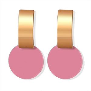 POXAM New Korean Statement Round Earrings For Women Geometric Gold Shell Fluff Dangle Drop Earrings Brincos 2020 Fashion Jewelry