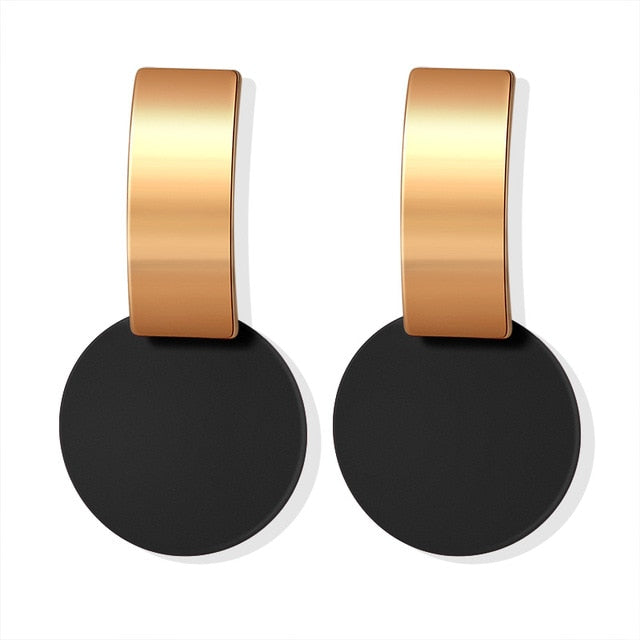 POXAM New Korean Statement Round Earrings For Women Geometric Gold Shell Fluff Dangle Drop Earrings Brincos 2020 Fashion Jewelry