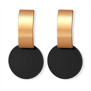 POXAM New Korean Statement Round Earrings For Women Geometric Gold Shell Fluff Dangle Drop Earrings Brincos 2020 Fashion Jewelry