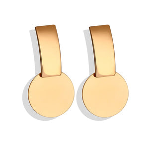 POXAM New Korean Statement Round Earrings For Women Geometric Gold Shell Fluff Dangle Drop Earrings Brincos 2020 Fashion Jewelry
