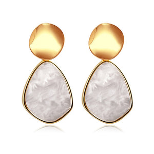 POXAM New Korean Statement Round Earrings For Women Geometric Gold Shell Fluff Dangle Drop Earrings Brincos 2020 Fashion Jewelry