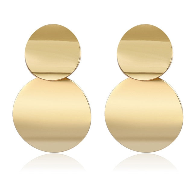 POXAM New Korean Statement Round Earrings For Women Geometric Gold Shell Fluff Dangle Drop Earrings Brincos 2020 Fashion Jewelry