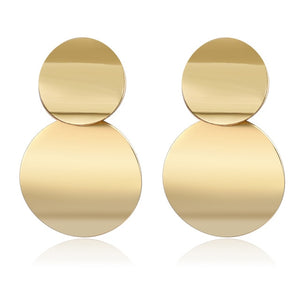 POXAM New Korean Statement Round Earrings For Women Geometric Gold Shell Fluff Dangle Drop Earrings Brincos 2020 Fashion Jewelry