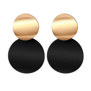 POXAM New Korean Statement Round Earrings For Women Geometric Gold Shell Fluff Dangle Drop Earrings Brincos 2020 Fashion Jewelry