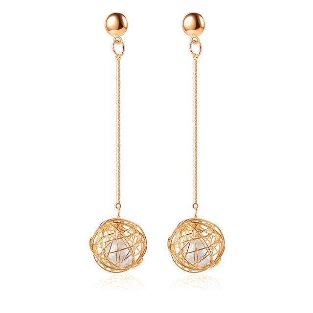 POXAM New Korean Statement Round Earrings For Women Geometric Gold Shell Fluff Dangle Drop Earrings Brincos 2020 Fashion Jewelry