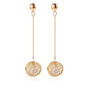 POXAM New Korean Statement Round Earrings For Women Geometric Gold Shell Fluff Dangle Drop Earrings Brincos 2020 Fashion Jewelry