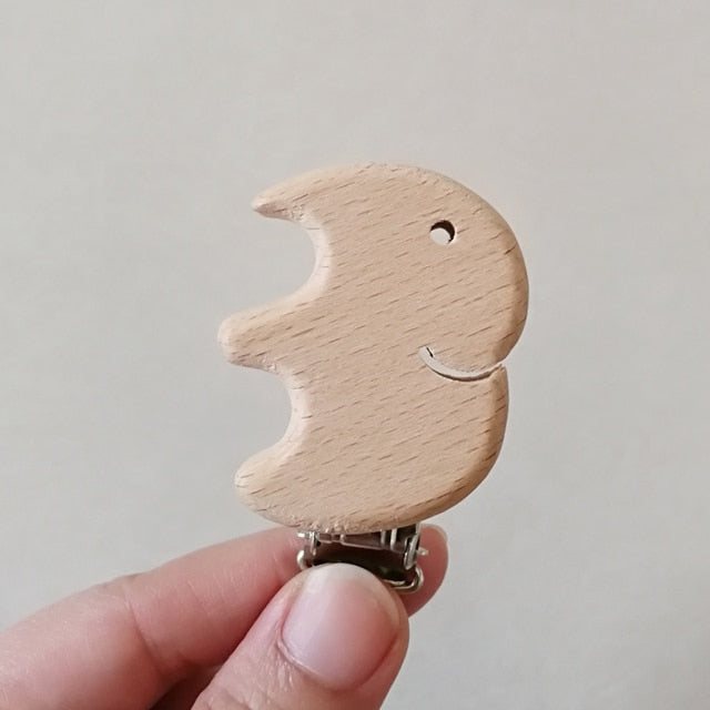 1pc New Arrival Lovely Wooden Pacifier Clip Natural Beech Wood Baby Pacifier Clips Dummy Clips DIY Pacifier Chain Accessory