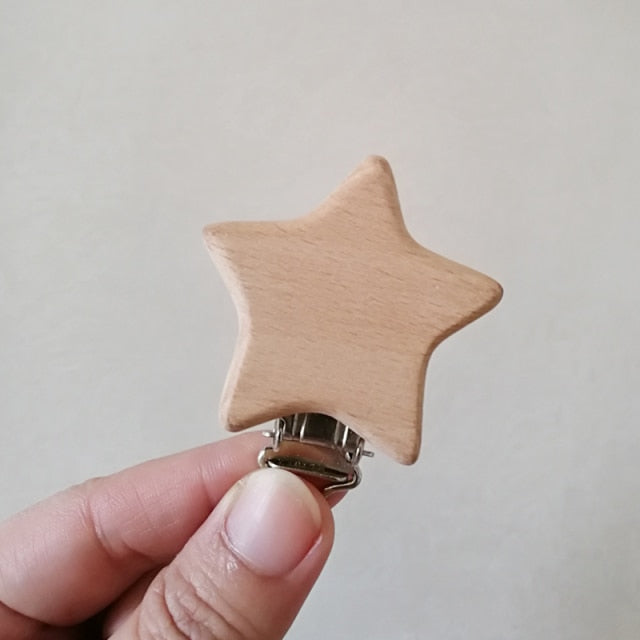 1pc New Arrival Lovely Wooden Pacifier Clip Natural Beech Wood Baby Pacifier Clips Dummy Clips DIY Pacifier Chain Accessory
