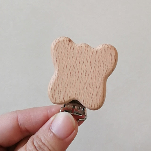 1pc New Arrival Lovely Wooden Pacifier Clip Natural Beech Wood Baby Pacifier Clips Dummy Clips DIY Pacifier Chain Accessory