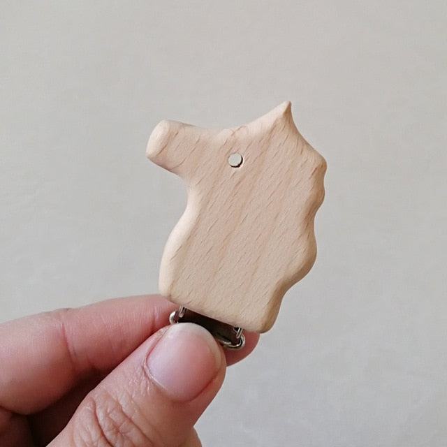 1pc New Arrival Lovely Wooden Pacifier Clip Natural Beech Wood Baby Pacifier Clips Dummy Clips DIY Pacifier Chain Accessory