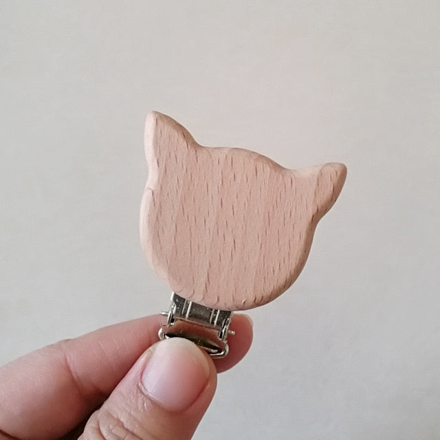 1pc New Arrival Lovely Wooden Pacifier Clip Natural Beech Wood Baby Pacifier Clips Dummy Clips DIY Pacifier Chain Accessory