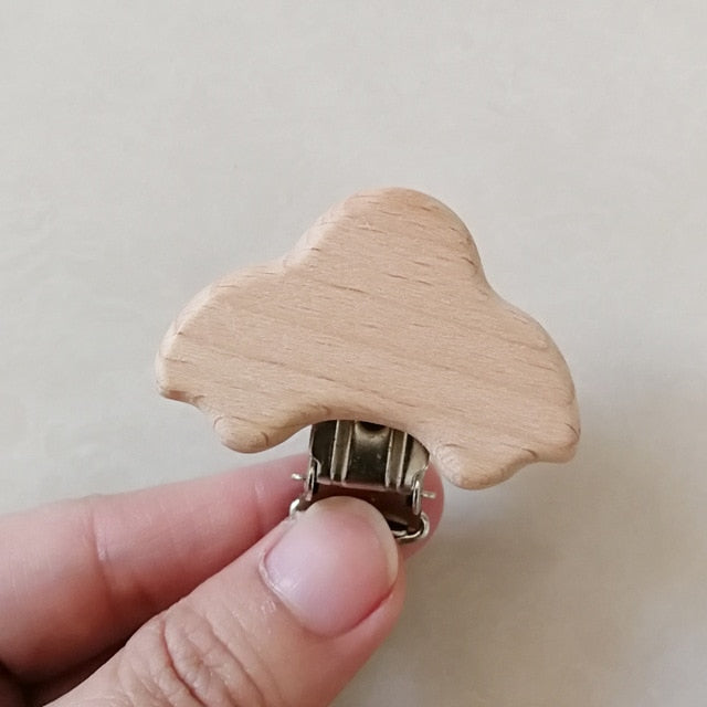 1pc New Arrival Lovely Wooden Pacifier Clip Natural Beech Wood Baby Pacifier Clips Dummy Clips DIY Pacifier Chain Accessory