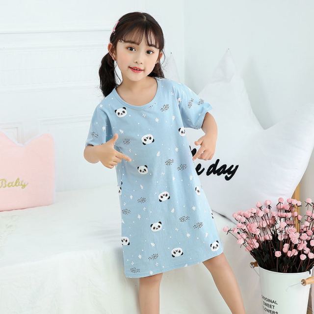 Unicorn Cotton Nightdress Little Teen Girl Pajamas Dresses Children Cartoon Summer Nightgown Home Clothes Kids Sleepwear Gecelik