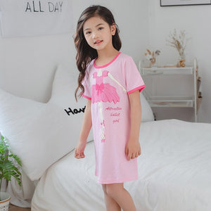 Unicorn Cotton Nightdress Little Teen Girl Pajamas Dresses Children Cartoon Summer Nightgown Home Clothes Kids Sleepwear Gecelik