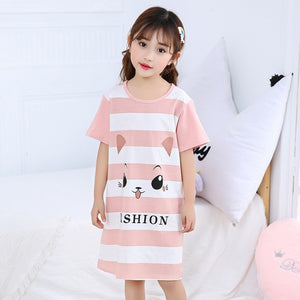 Unicorn Cotton Nightdress Little Teen Girl Pajamas Dresses Children Cartoon Summer Nightgown Home Clothes Kids Sleepwear Gecelik