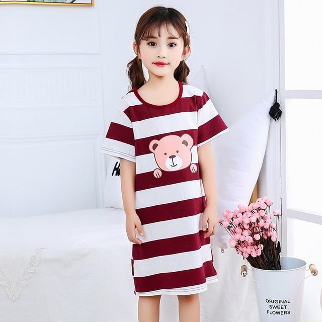Unicorn Cotton Nightdress Little Teen Girl Pajamas Dresses Children Cartoon Summer Nightgown Home Clothes Kids Sleepwear Gecelik
