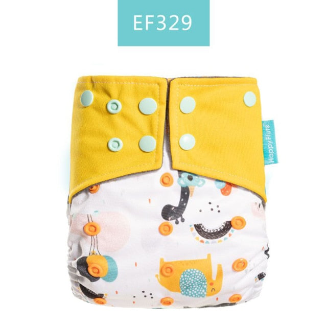 Happy Flute Washable and Reusable Baby Bamboo Charcoal Pocket Cloth Diaper With One Opening Fit 3-15kg Baby