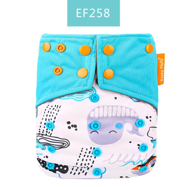 Happy Flute Washable and Reusable Baby Bamboo Charcoal Pocket Cloth Diaper With One Opening Fit 3-15kg Baby