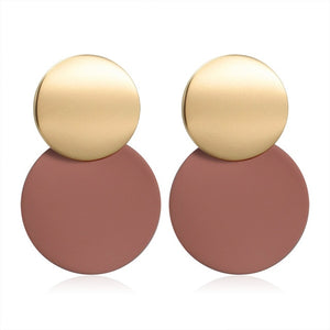 POXAM New Korean Statement Round Earrings For Women Geometric Gold Shell Fluff Dangle Drop Earrings Brincos 2020 Fashion Jewelry